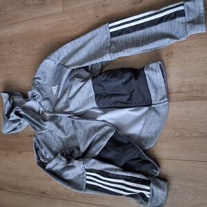 Adidas Gray and Black Hoodie Jacket